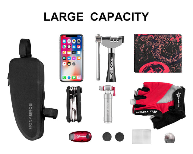 ROCKBROS Bike Top Tube Bag Front Frame Bag Waterproof Nylon Black Bicycle Cycling Bag