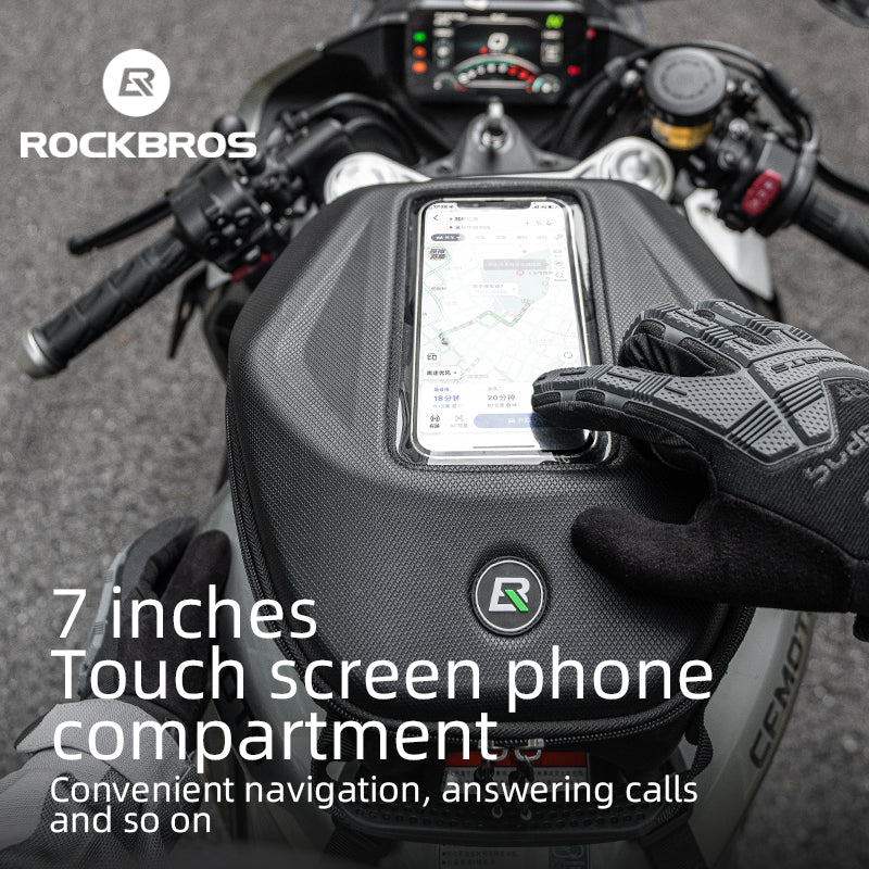 ROCKBROS 7L Hard Shell Motorcycle Tank Bag Waterproof Touchscreen Phone Pouch