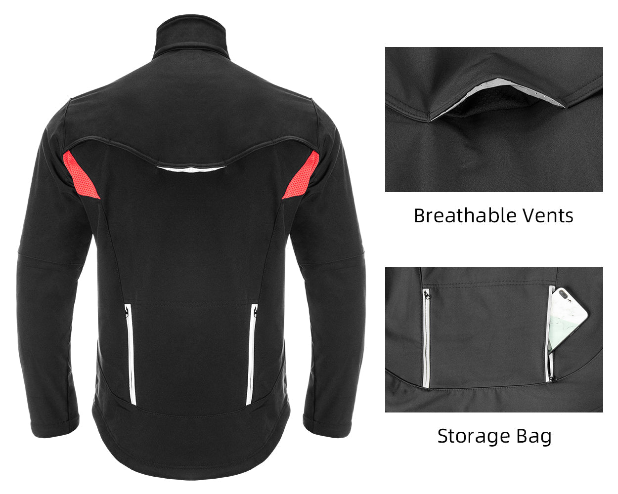 Winter Cycling Jacket Fleece Thermal Warm Windproof Water-Resistant