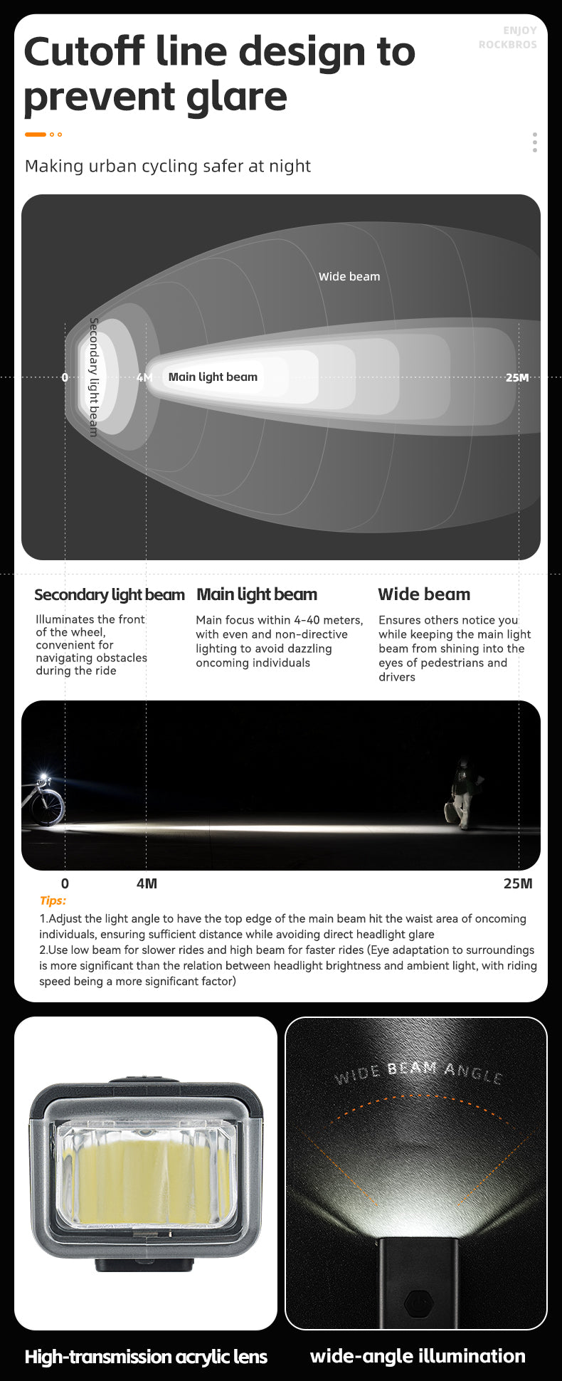 ROCKBROS Waterproof Front Bike Light