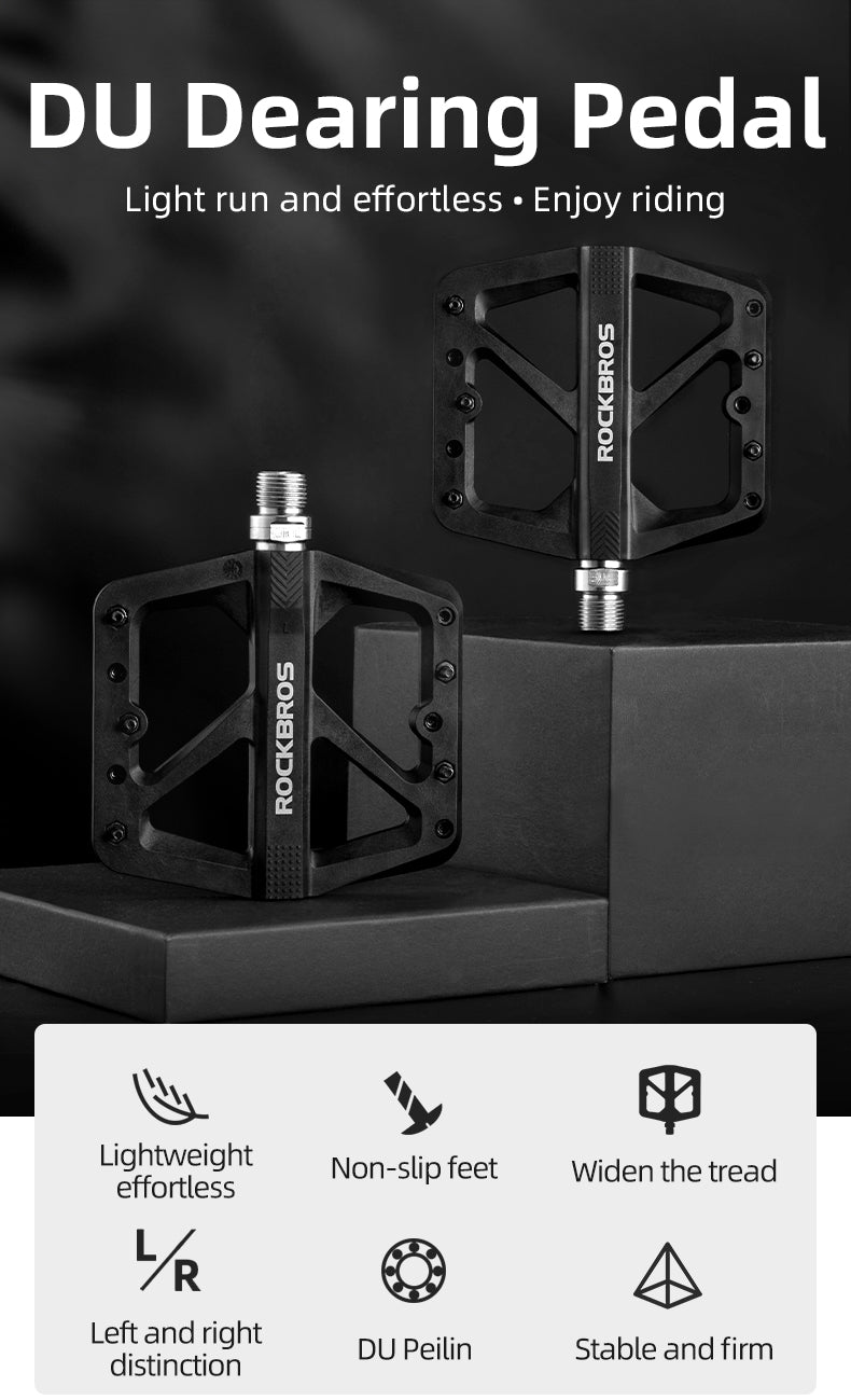 ROCKBROS Large Nylon Composite Bike Pedals in Black (Pair)