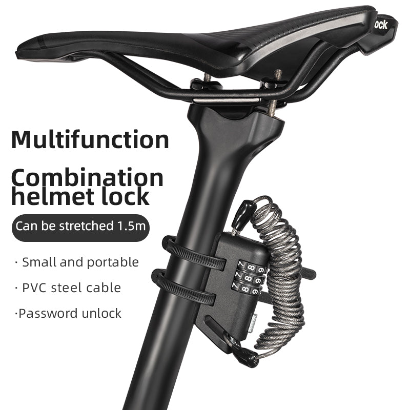 ROCKBROS 1.5M Portable Bicycle Cable Lock - Combination Helmet Lock