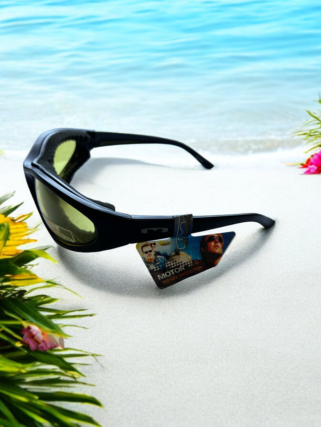 Mountain Shades Redline Sunglasses, Matte Black with Yellow Lenses