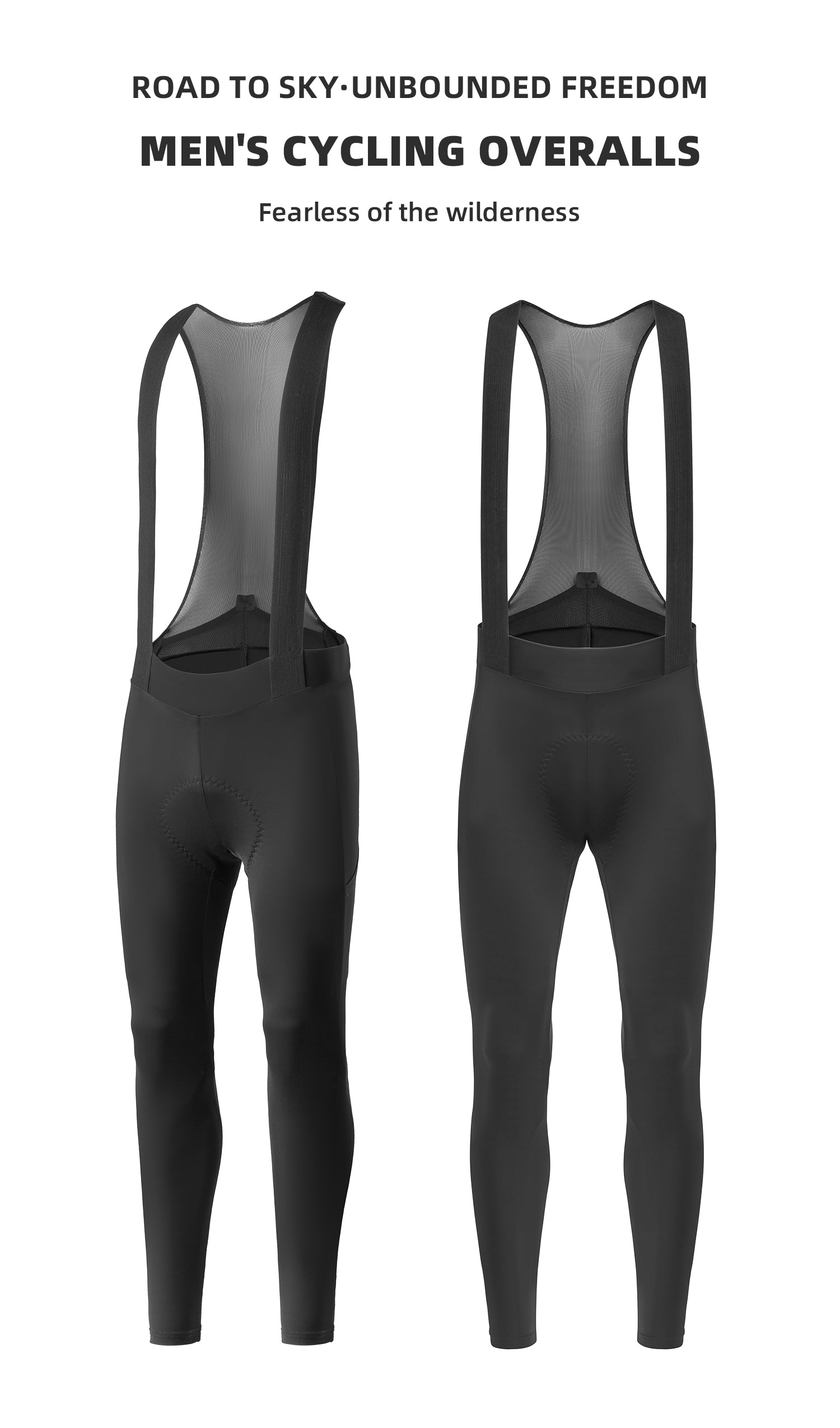 【ROAD TO SKY】by ROCKBROS Men's Cycling Bib Tights in Black