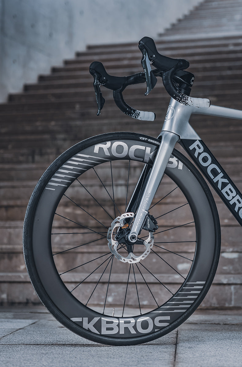 ROCKBROS Road Bike Carbon Fiber Wheels 700C Carbon Fiber Disc Brake 65mm Wheelsets Clincher