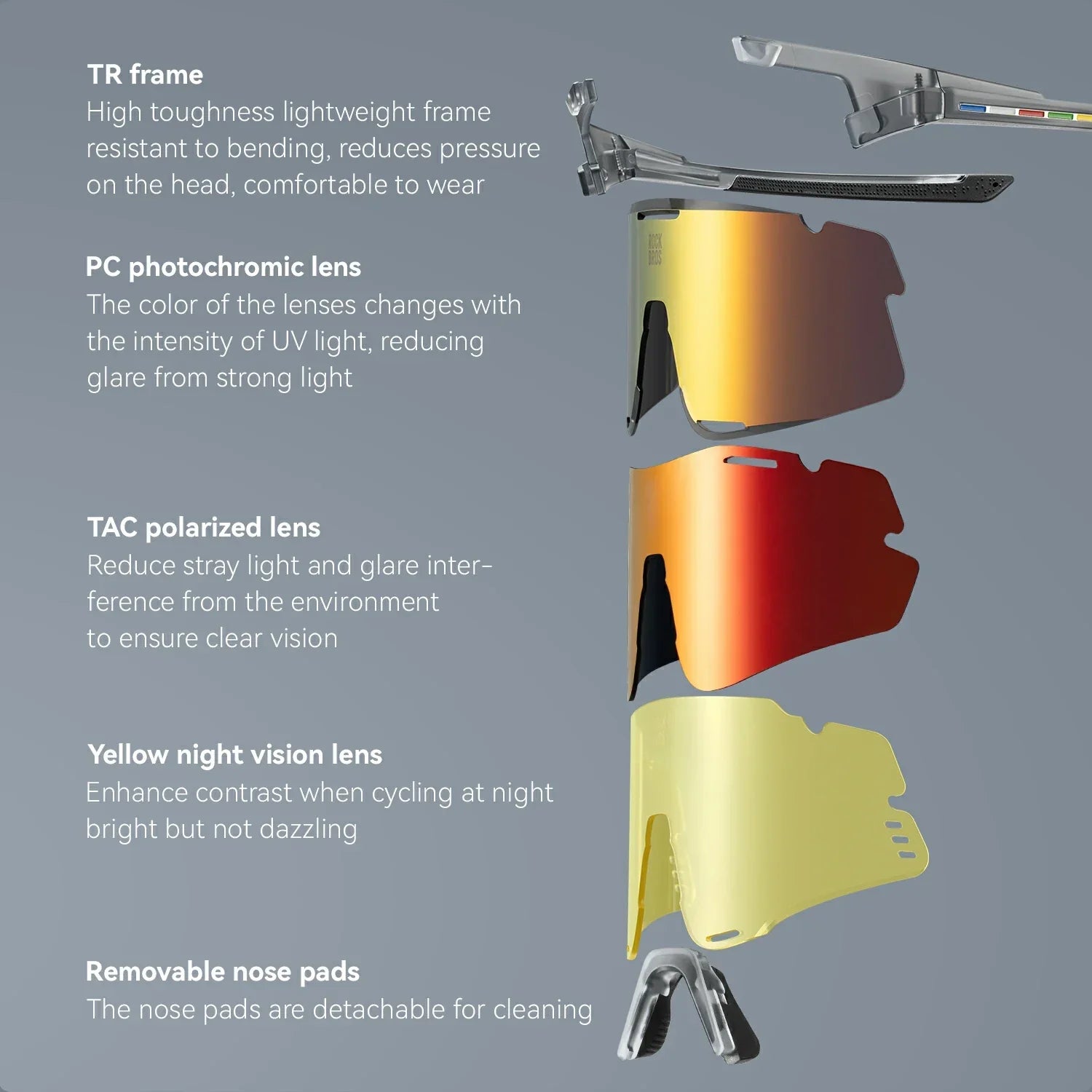 ROCKBROS ROAD TO SKY BOUNDLESS Photochromic Cycling Sports Sunglasses