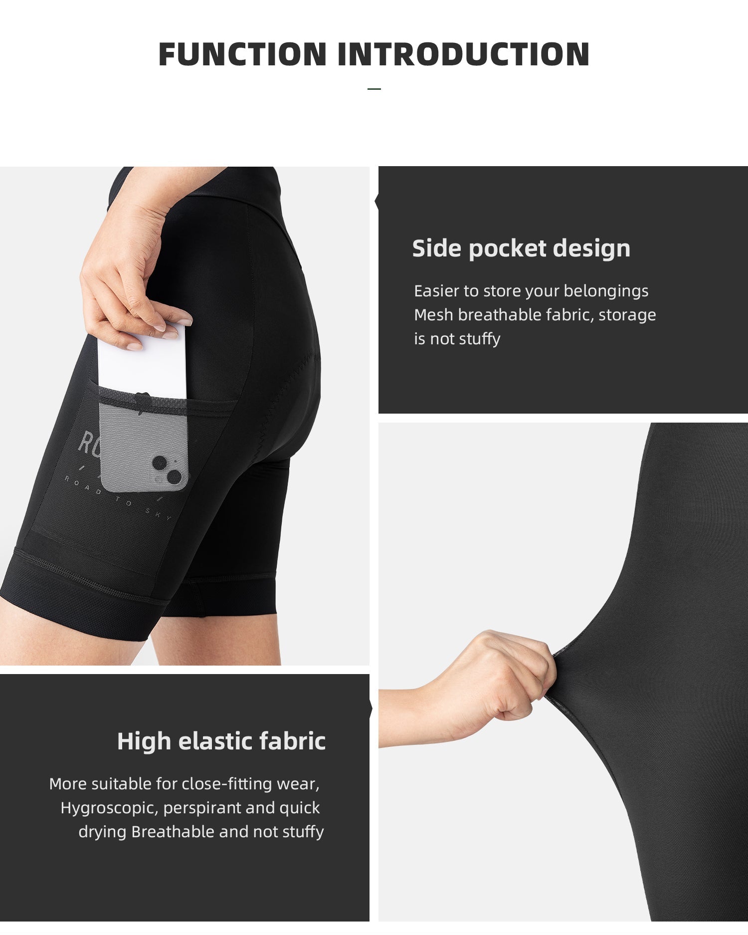 【ROAD TO SKY】by ROCKBROS Women's Cycling Shorts in Black