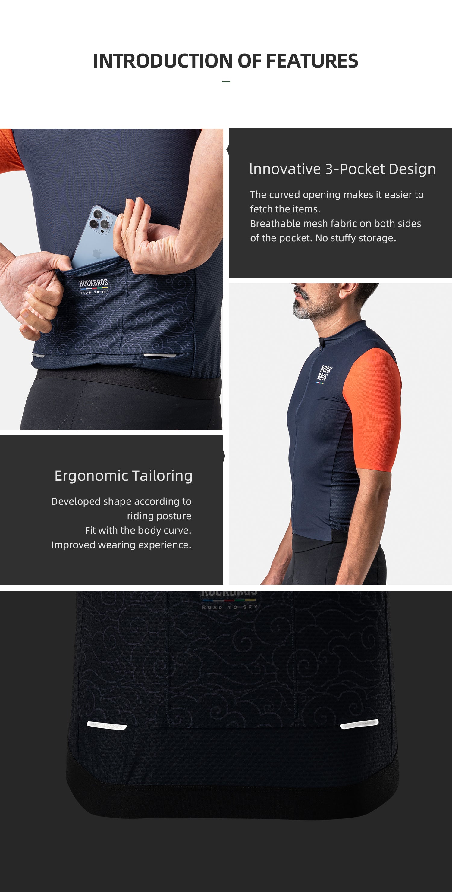 【ROAD TO SKY】by ROCKBROS Men's Short-Sleeve Cycling Jersey in Various Colours