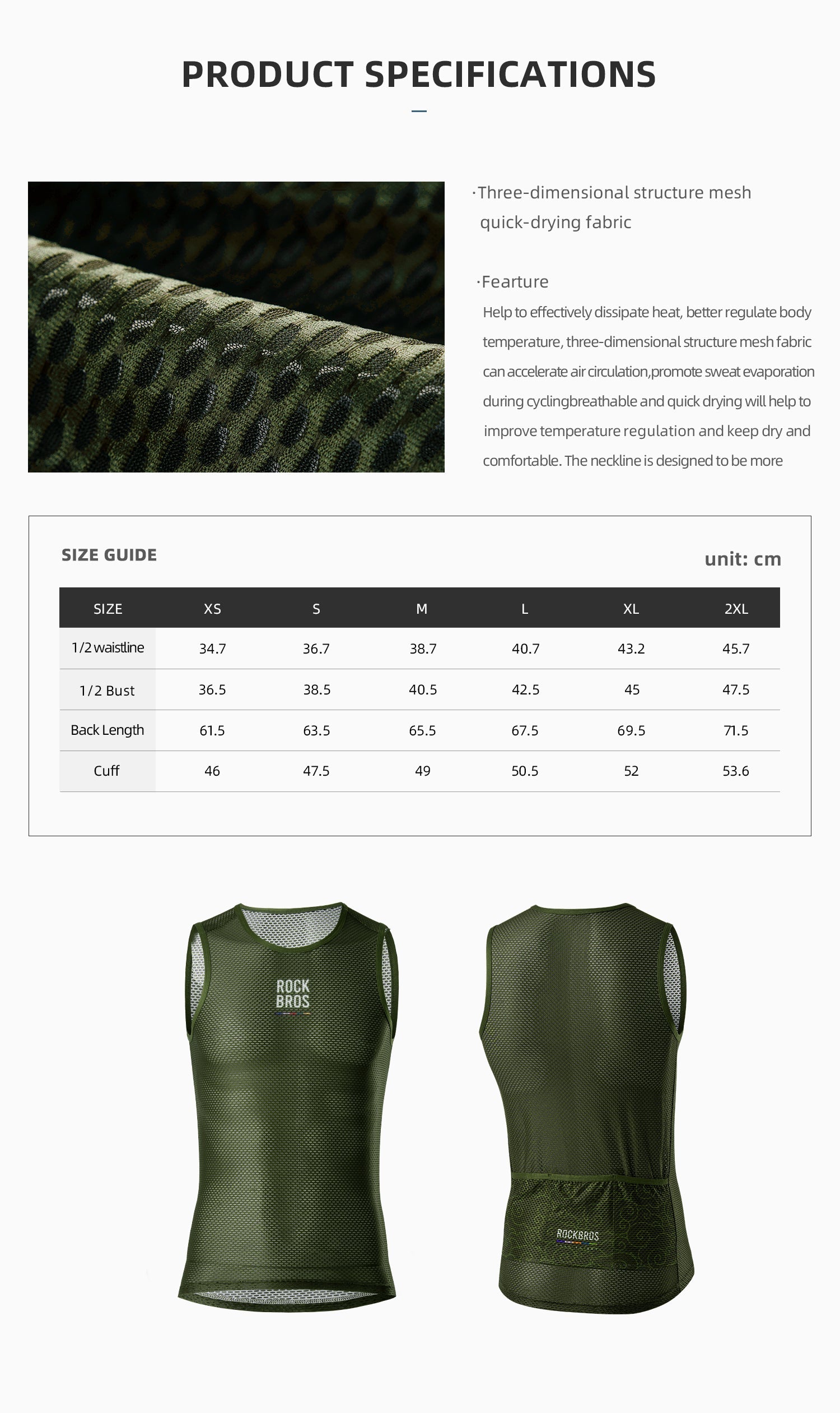 【ROAD TO SKY】Unisex Sleeveless Mesh Cycling Base Layer in Various Colours