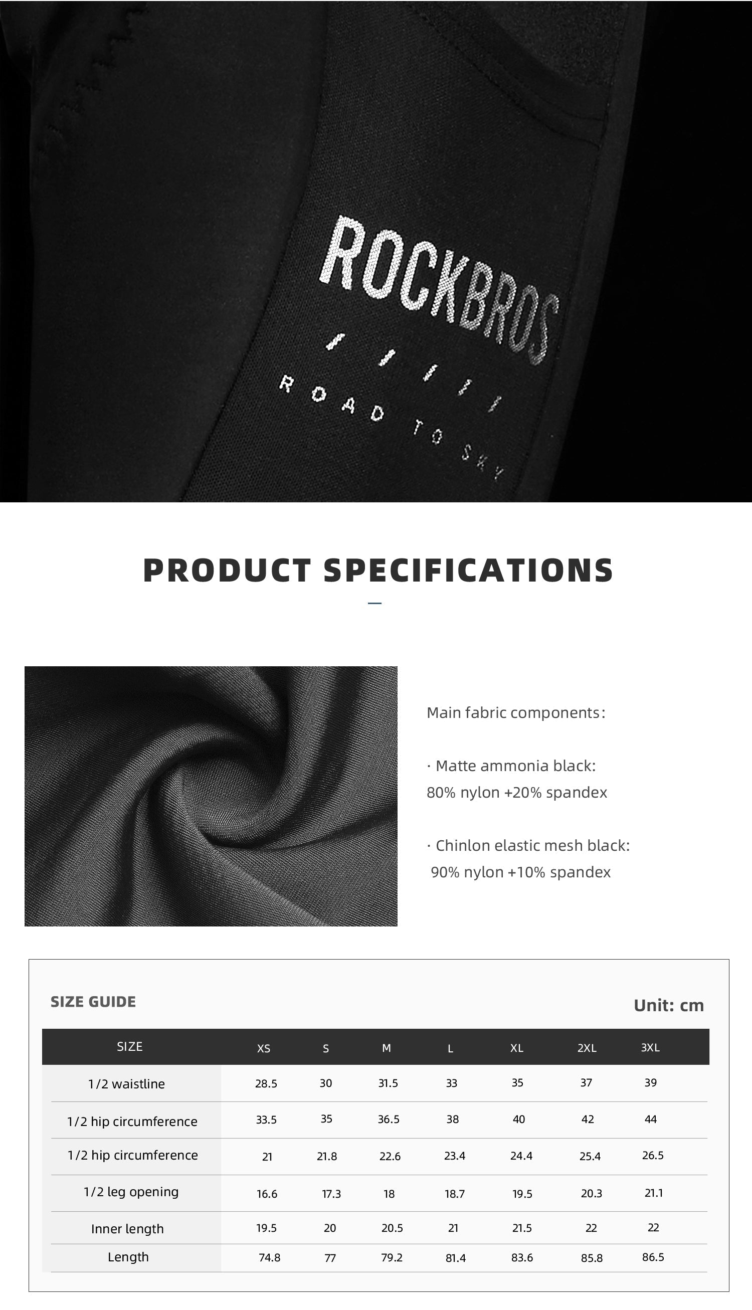 【ROAD TO SKY by ROCKBROS Women's Cycling Bib Shorts in Black