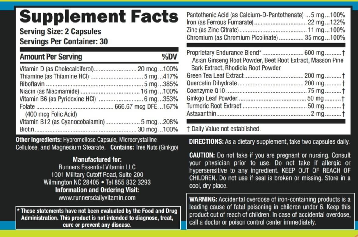 1 Month Supply vitamins Runners Essentials