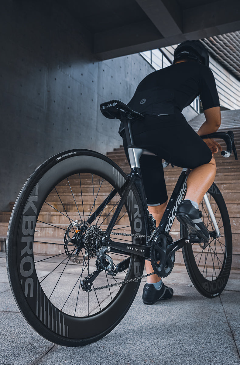 ROCKBROS Road Bike Carbon Fiber Wheels 700C Carbon Fiber Disc Brake 65mm Wheelsets Clincher