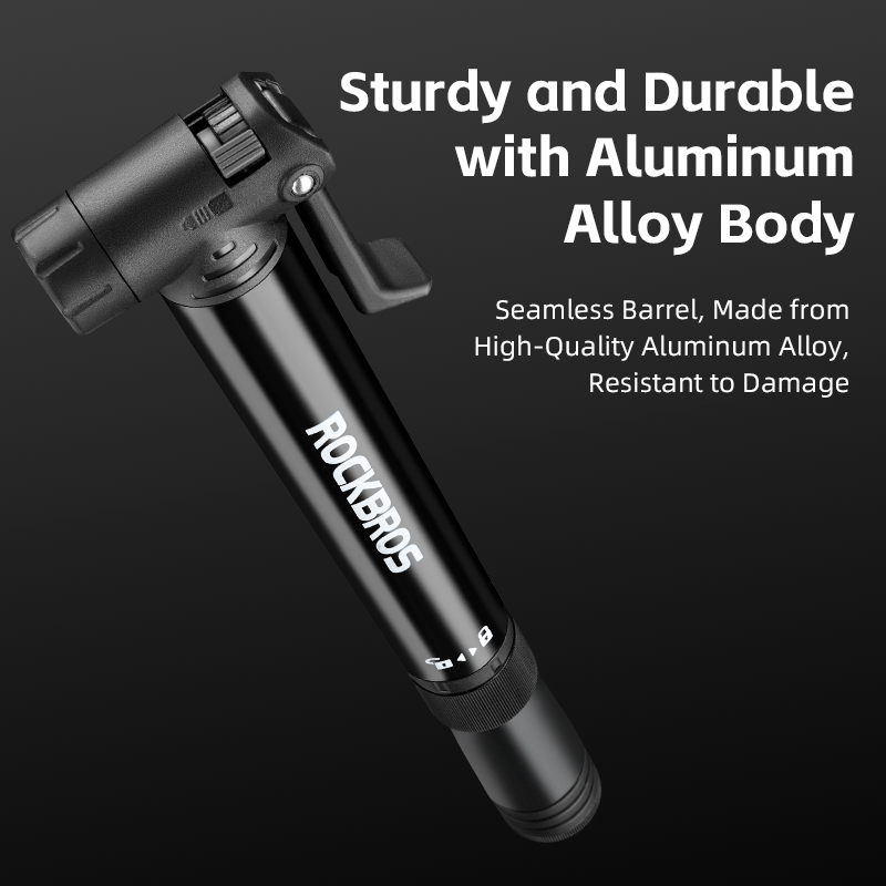 ROCKBROS Bicycle Tire Pump 120PSI MTB Bike Air Inflator Built-in Ratchet Tool