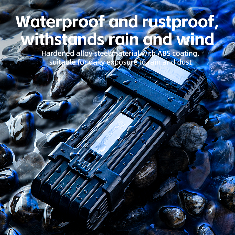 ROCKBROS MTB Road Bike Lock Key Folding Lock E-Bike Motorcycle Steel Lock Portable Antirust Anti-theft