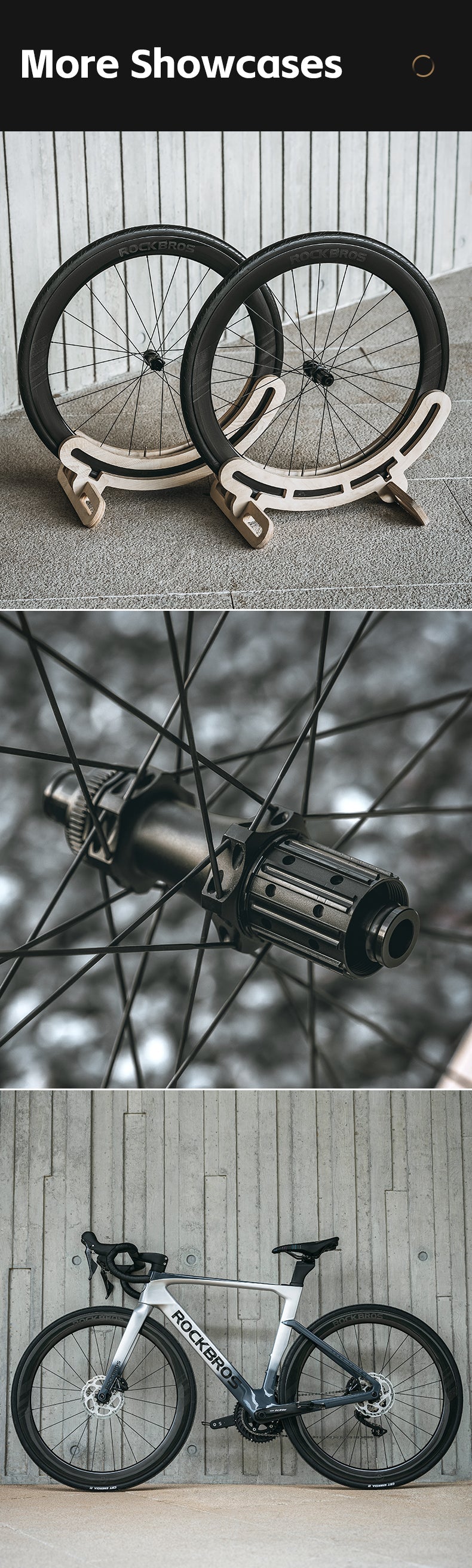 ROCKBROS Road Bike T700 Carbon Fiber Wheelset 50mm Rim Disc Brake Bike Wheels Clincher/Tubeless