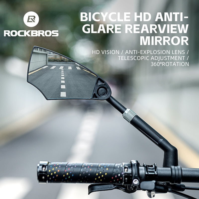 ROCKBROS Adjustable Bike Mirror Anti-Glare 360-Degree Rotation