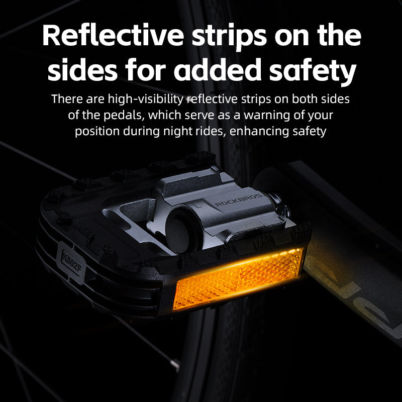 Foldable Bicycle Pedals MTB Bike Cycling Flat Platform Pedals Reflective Aluminium 9/16''