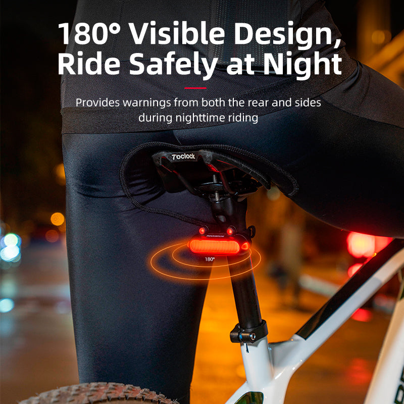 ROCKBROS Bike Frog Taillight - IPX6 Waterproof, USB Rechargeable, 6 Modes, Brake Light