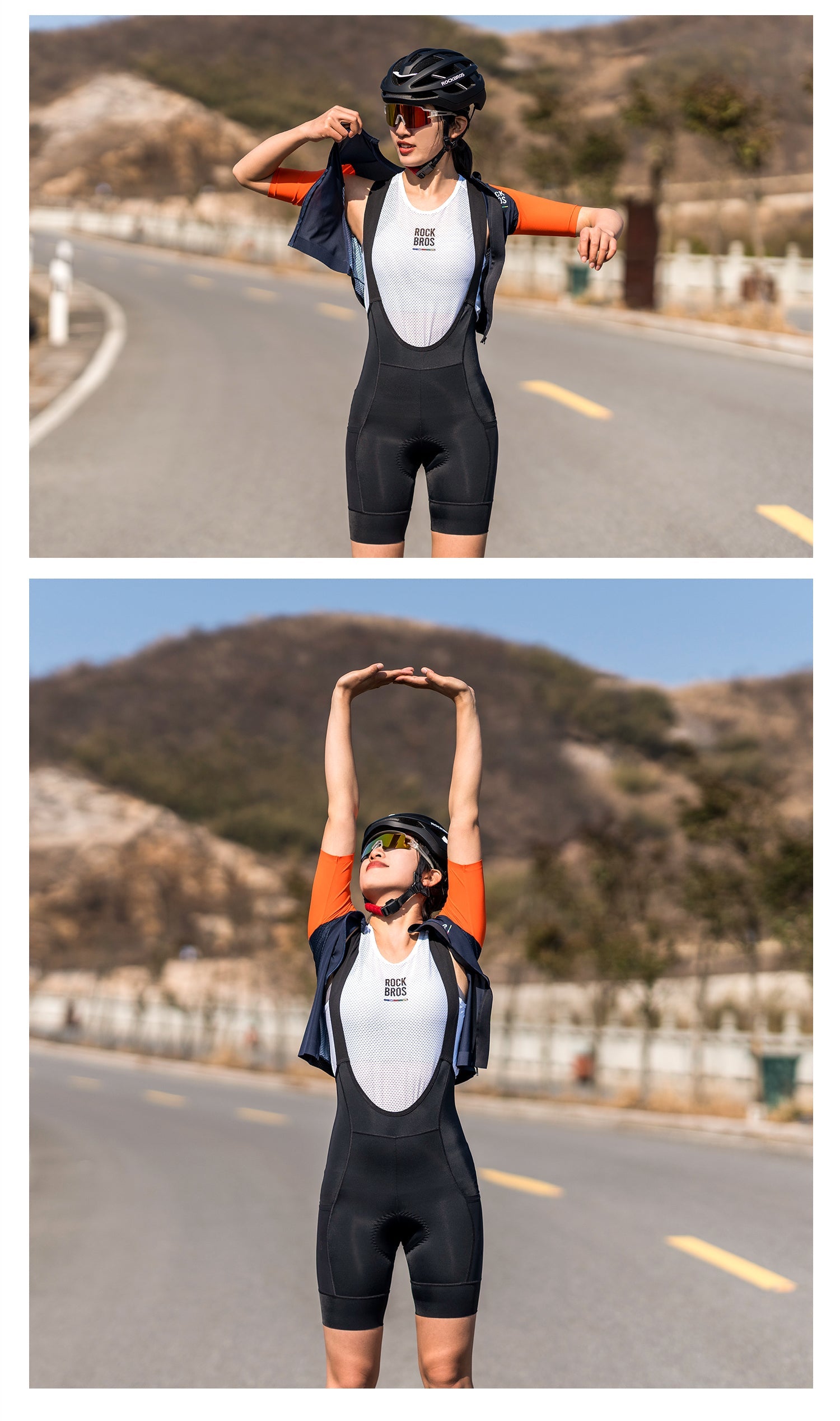 【ROAD TO SKY by ROCKBROS Women's Cycling Bib Shorts in Black