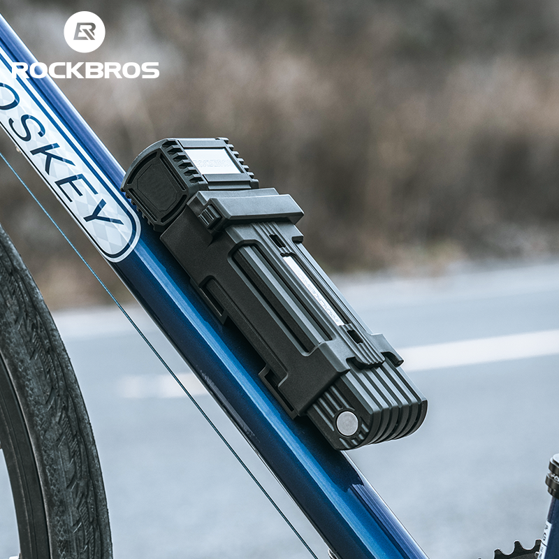 ROCKBROS MTB Road Bike Lock Key Folding Lock E-Bike Motorcycle Steel Lock Portable Antirust Anti-theft