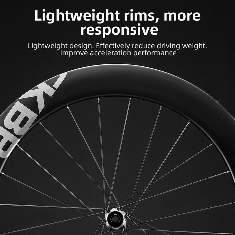 ROCKBROS Road Bike Carbon Fiber Wheels 700C Carbon Fiber Disc Brake 65mm Wheelsets Clincher