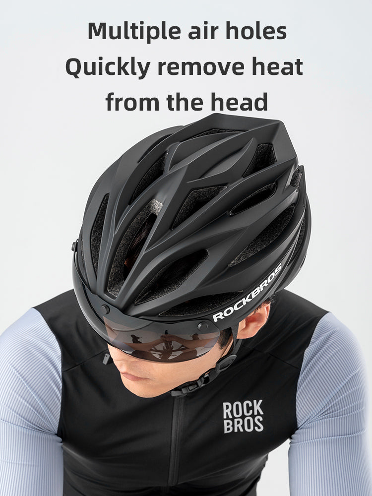 ROCKBROS Trail Helmet with Magnetic Goggles, Ionic+? Technology, and Adjustable Fit