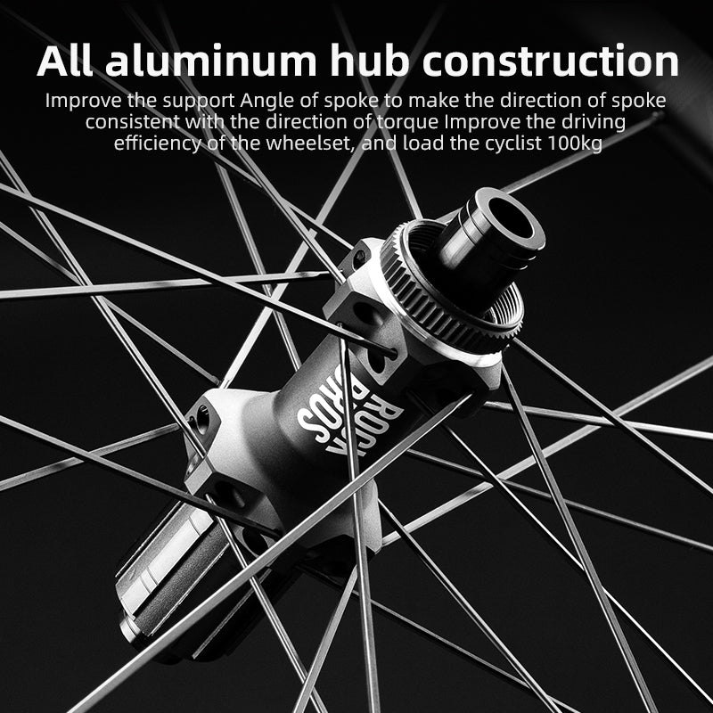 ROCKBROS Road Bike Carbon Fiber Wheels 700C Carbon Fiber Disc Brake 65mm Wheelsets Clincher