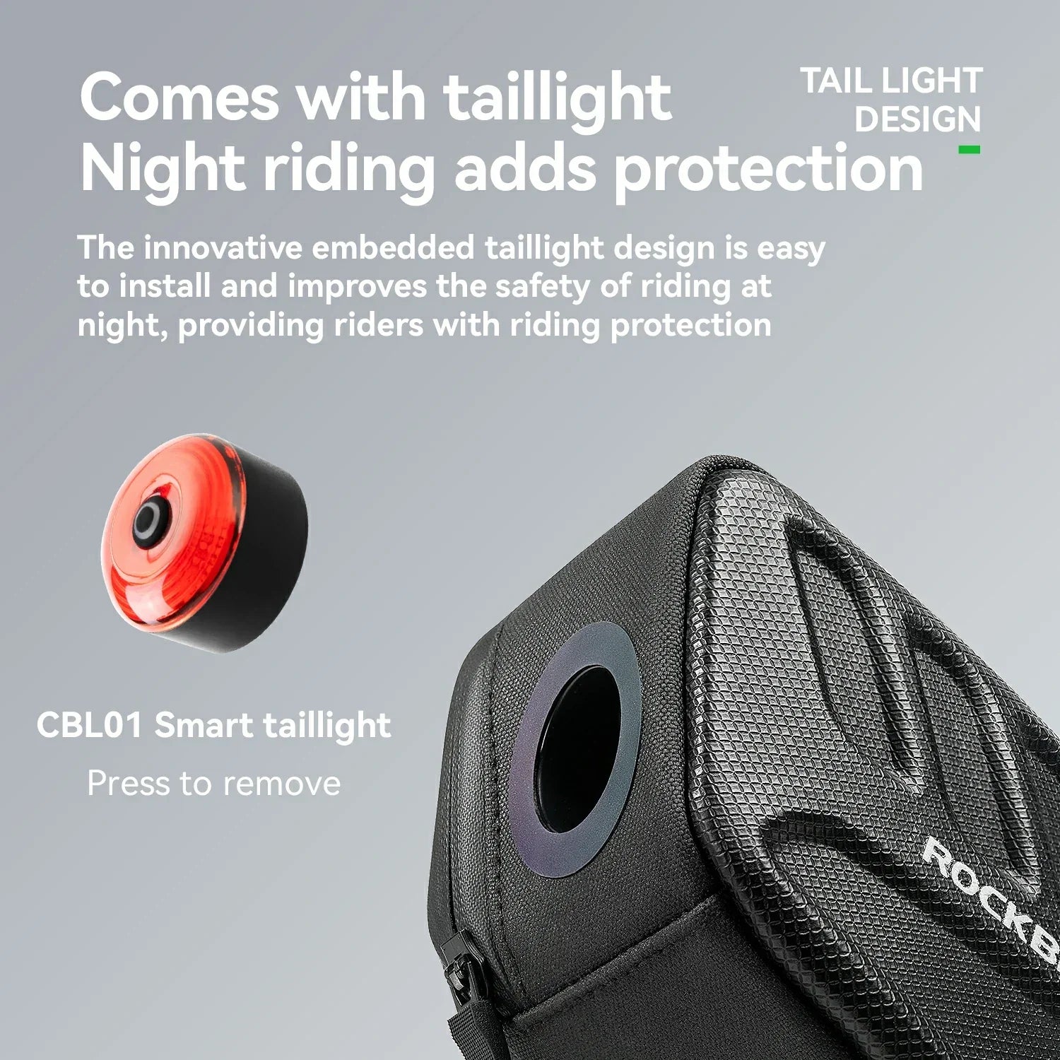 ROCKBROS 3D Shell Saddle Bike Seat Bag with Light Tail