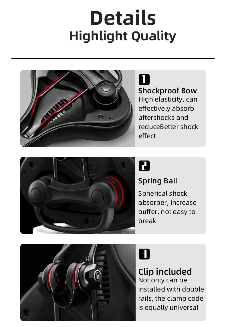 ROCKBROS Bicycle Saddle Shockproof Leather Cushion Reflective Cycling Bike Seat With Handle