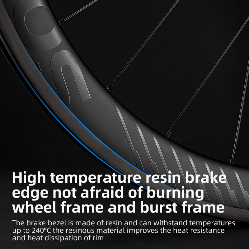 ROCKBROS Road Bike Carbon Fiber Wheels 700C Carbon Fiber Disc Brake 65mm Wheelsets Clincher