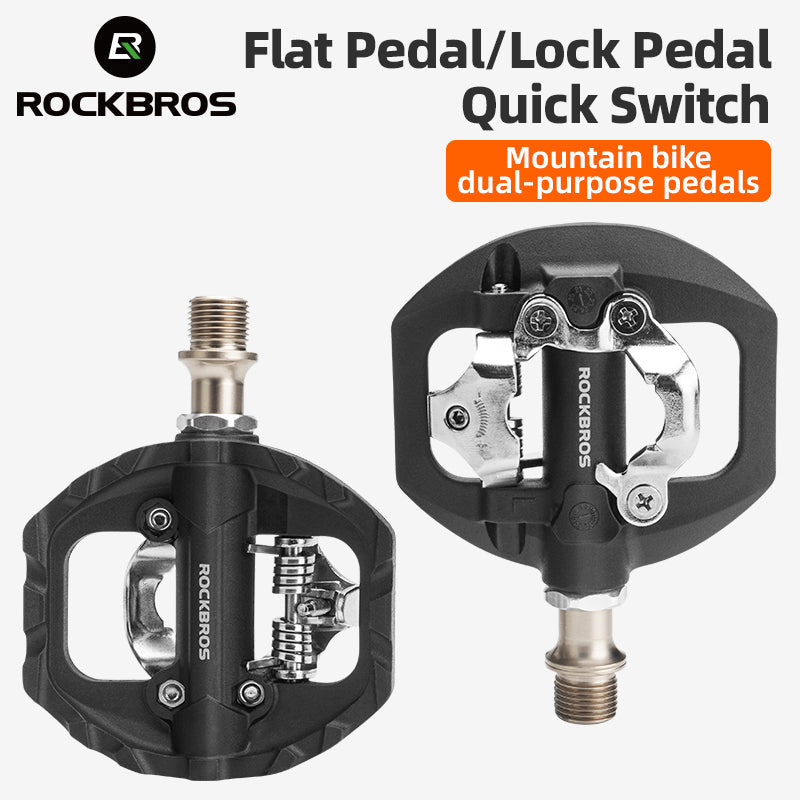 ROCKBROS SPD Dual-Purpose Bike Pedals - Compatible with Shimano MTB/Road