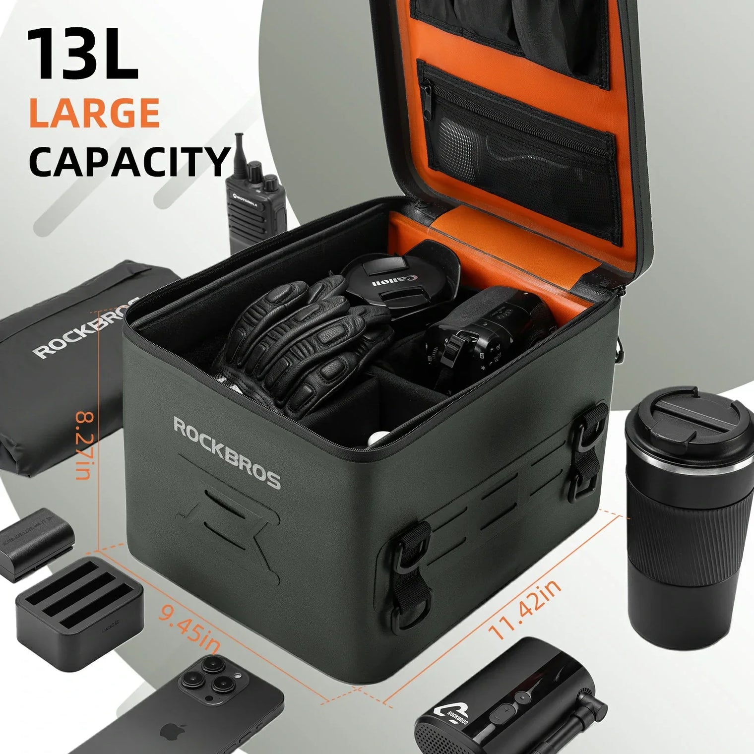 ROCKBROS 13L Waterproof Motorcycle Tail Bag Saddlebag Rear Rack Trunk