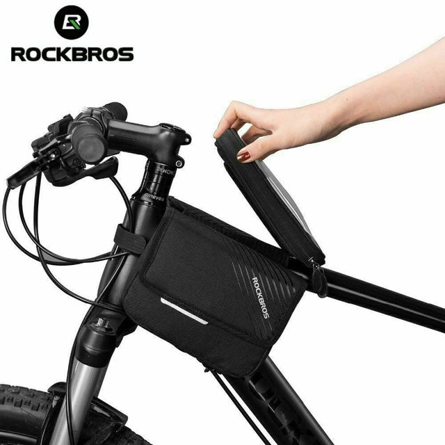 ROCKBROS 6.0" Bike Phone Holder Bag - Durable, Touchscreen, Large Capacity