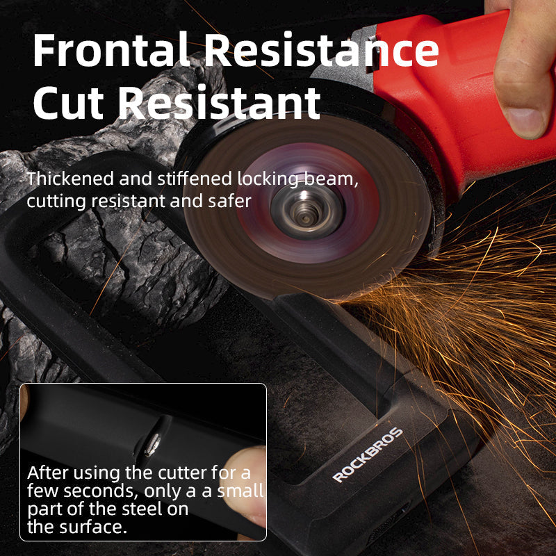 ROCKBROS Motorcycle Bicycle U-Lock Anti-Theft Thickened MTB Bike Lock Alloy Steel 3 Keys