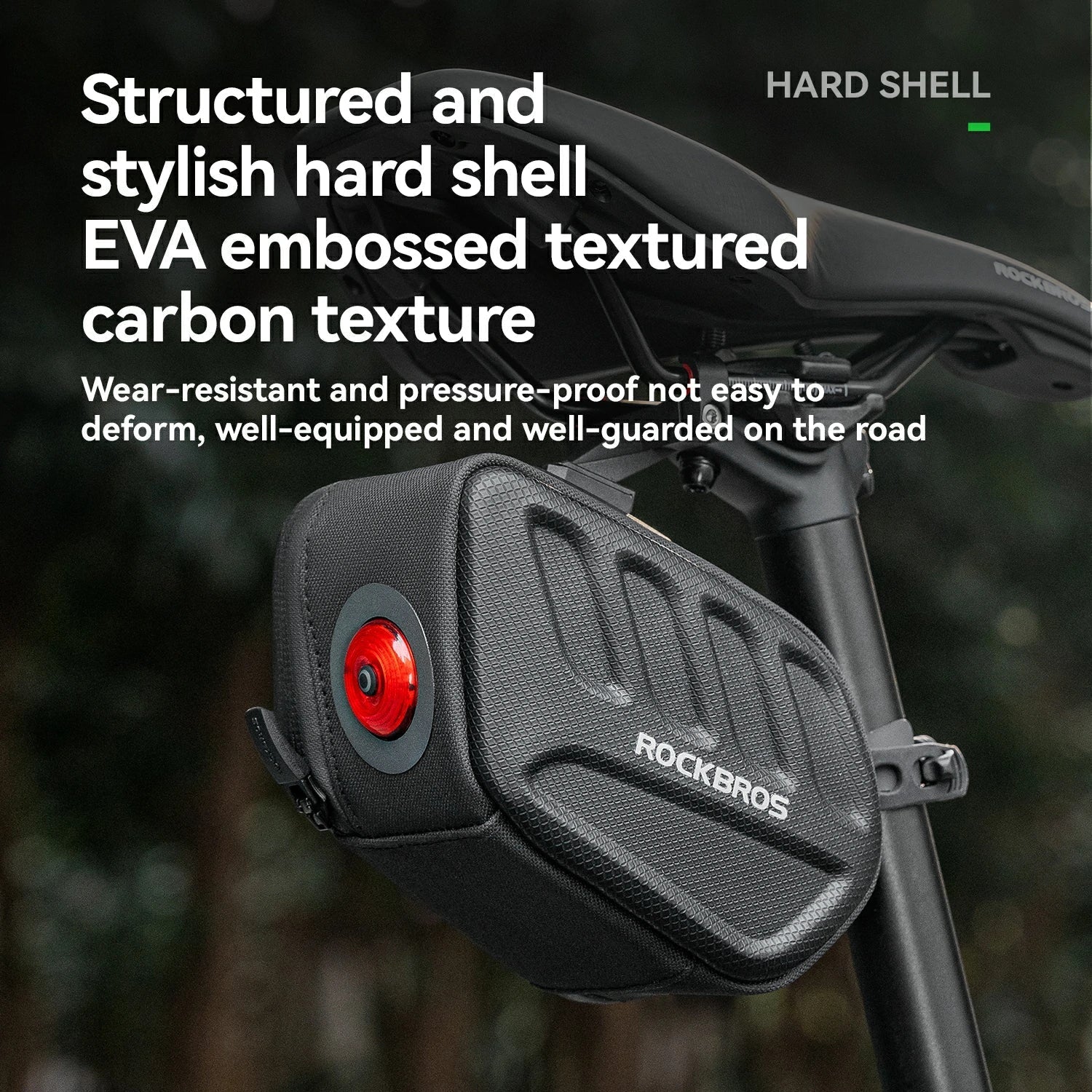 ROCKBROS 3D Shell Saddle Bike Seat Bag with Light Tail