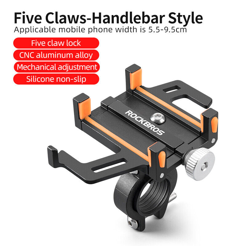ROCKBROS Bike Mobile Phone Holder CNC Aluminum Bracket Five Claws Phone Holder
