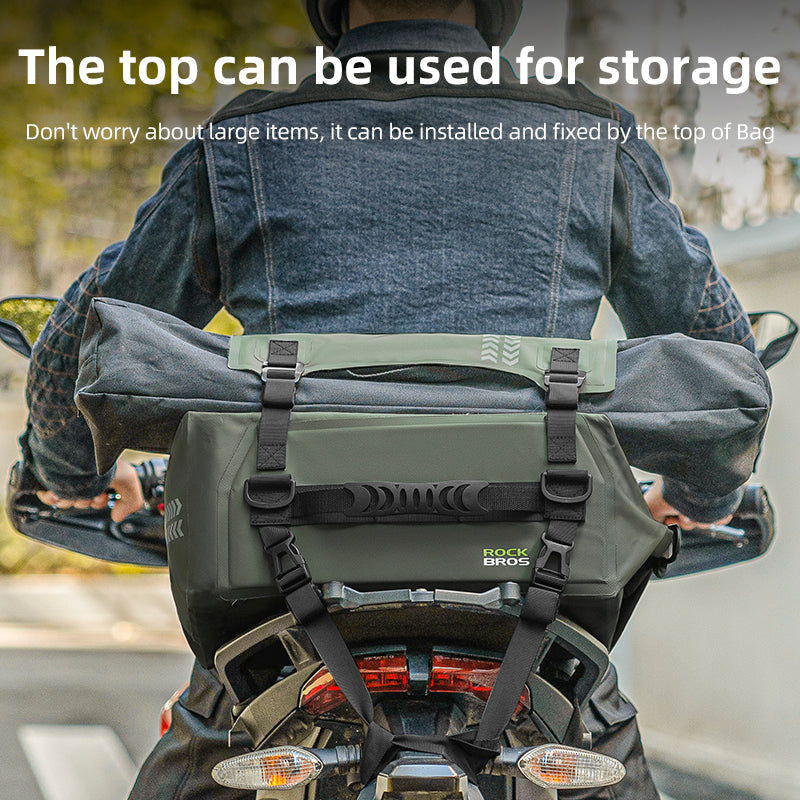 Motorcycle Seat Bag Luggage Pannier Dry Bag Tail Bag Waterproof 30L Universal MotorBike Bag Army Green