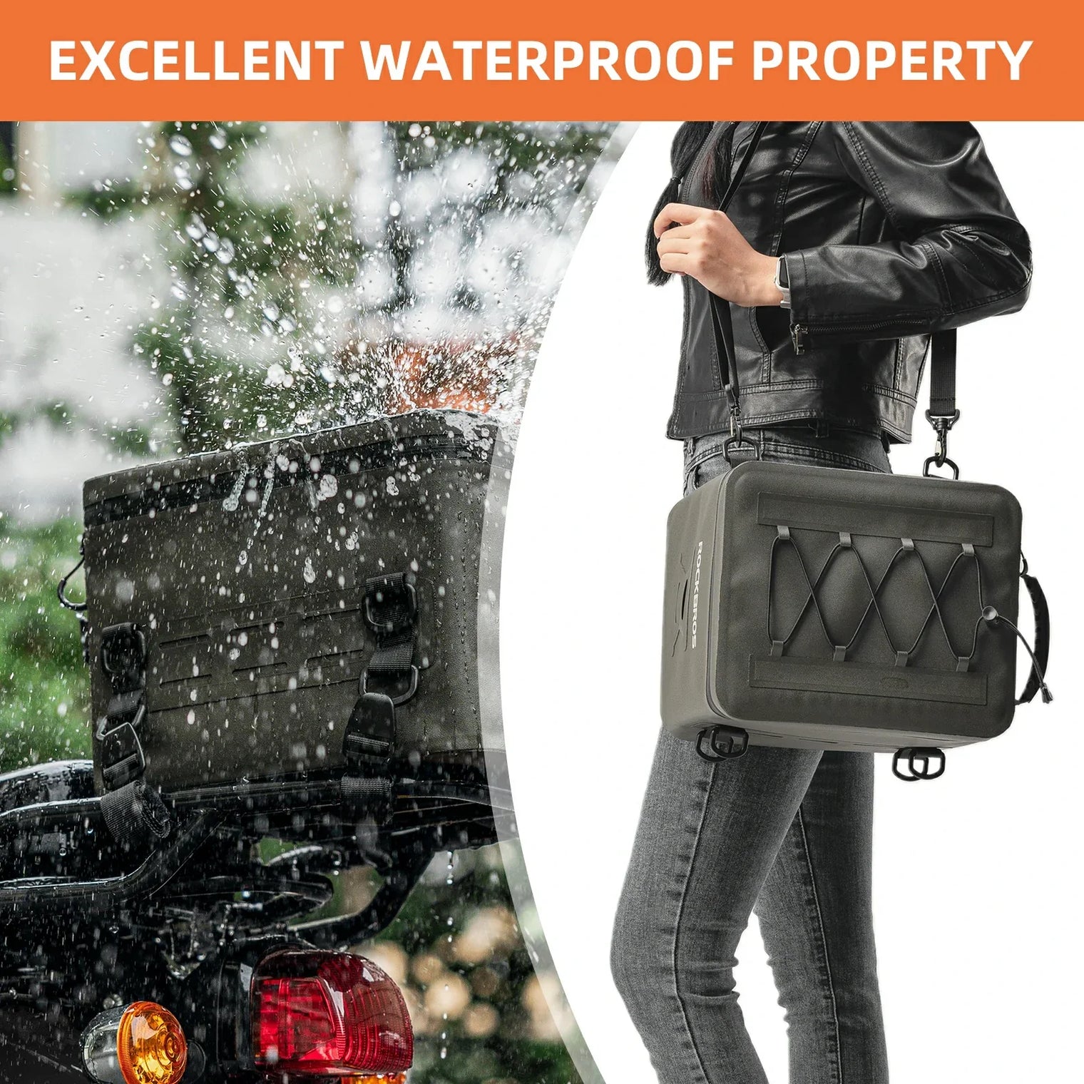 ROCKBROS 13L Waterproof Motorcycle Tail Bag Saddlebag Rear Rack Trunk