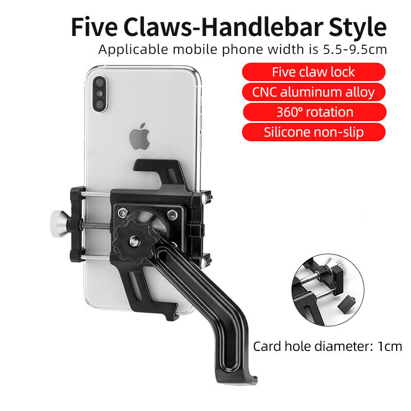 ROCKBROS Bike Mobile Phone Holder CNC Aluminum Bracket Five Claws Phone Holder
