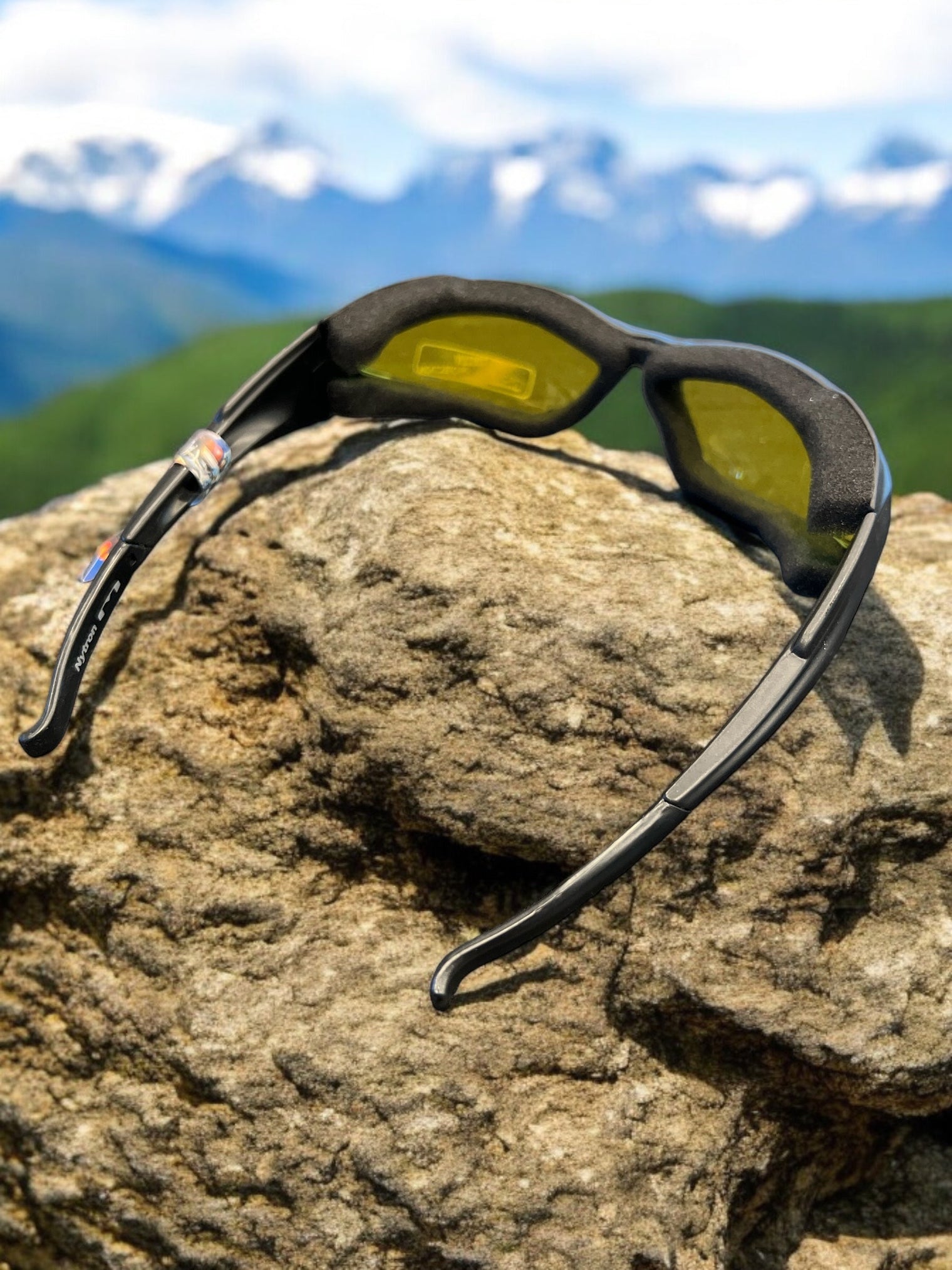 Mountain Shades Nytron Sunglasses, Black with Yellow Lenses