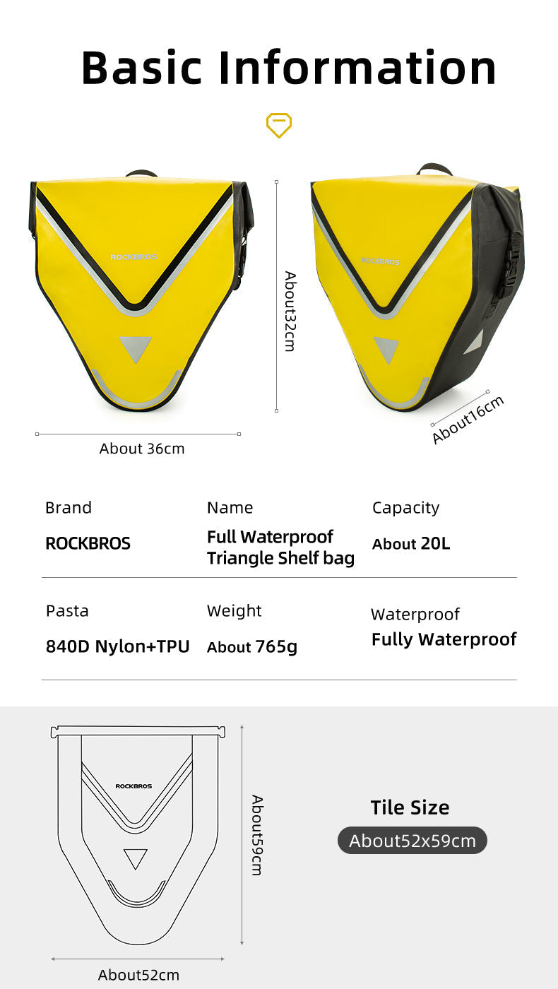 ROCKBROS Large Triangle Bicycle Saddlebag in Yellow