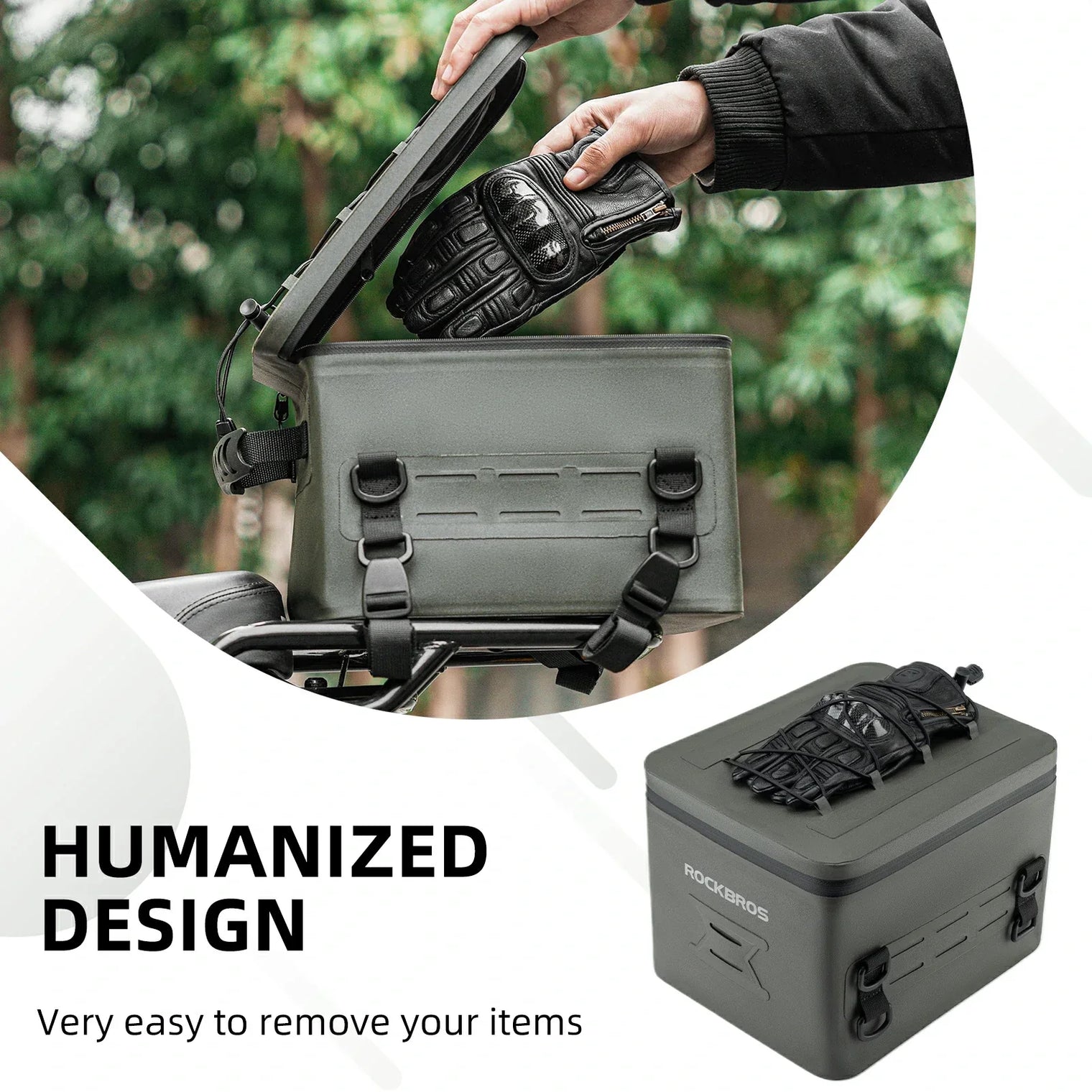ROCKBROS 13L Waterproof Motorcycle Tail Bag Saddlebag Rear Rack Trunk