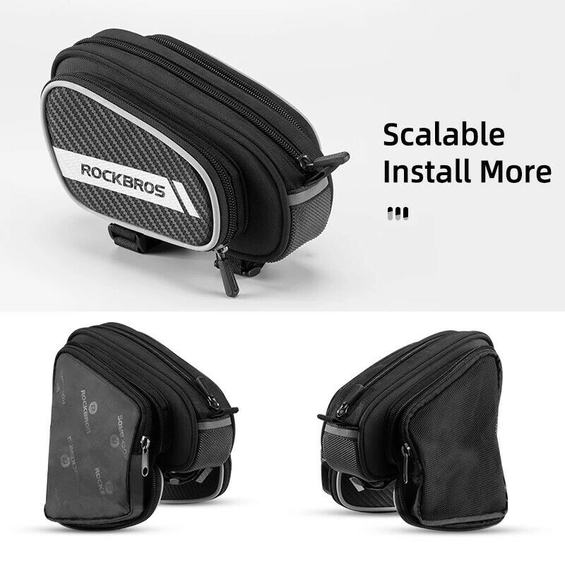 ROCKBROS Cycling Bike Top Front Tube Bag Waterproof Big Capacity Cycling Frame Bag Black