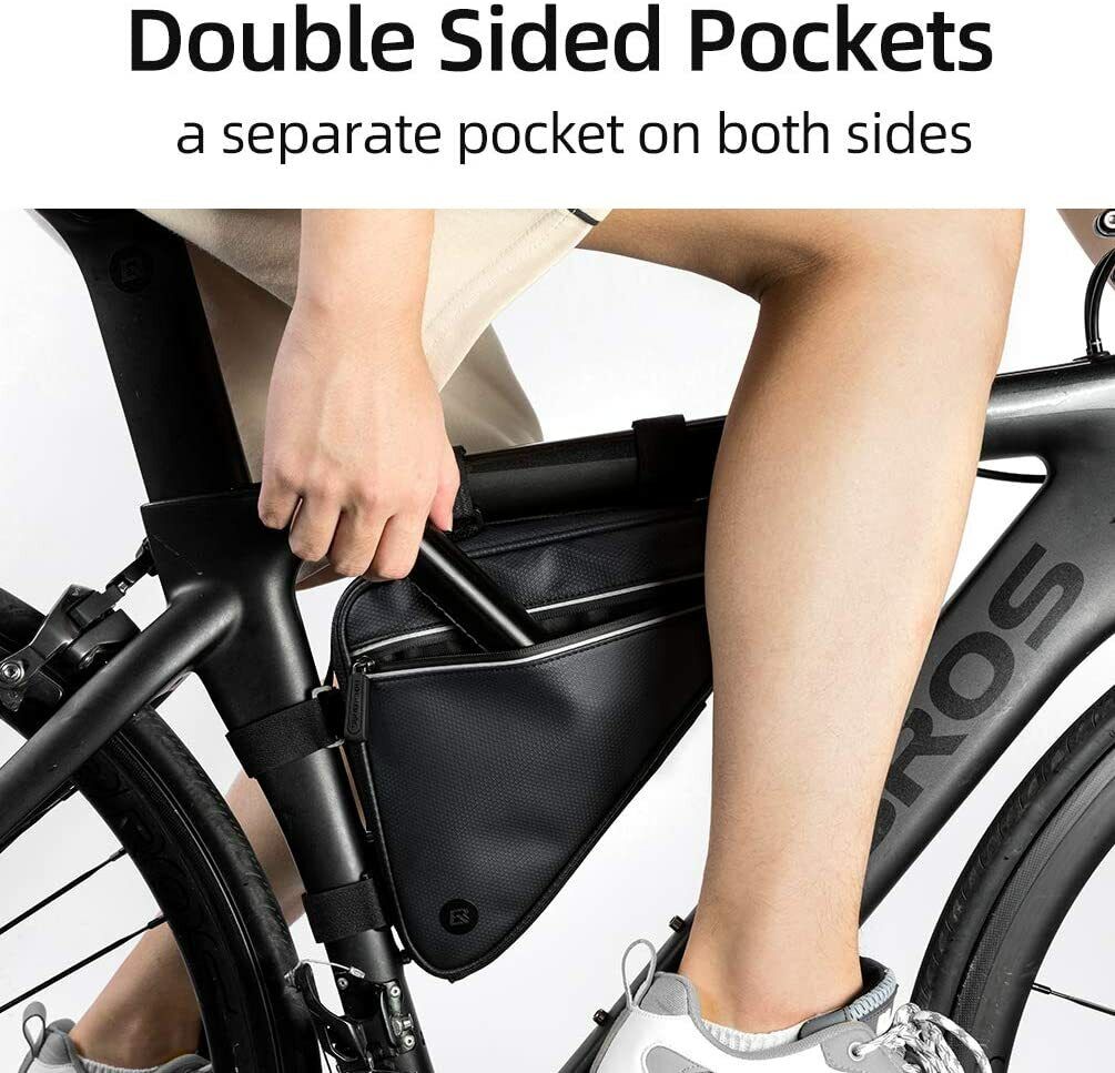 ROCKBROS Bike Triangle Frame Bag Bike Storage Triangle Bag Two Side Pockets 1.5L