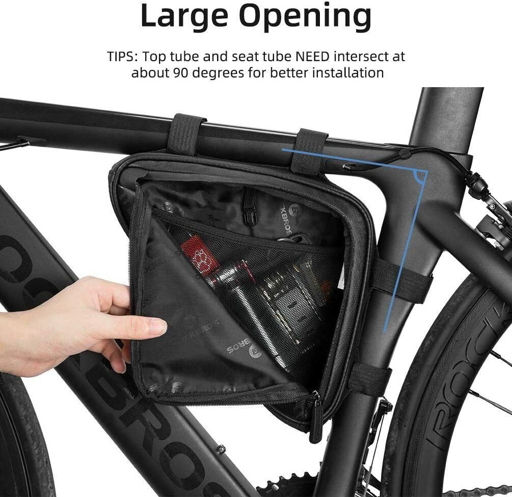 ROCKBROS Bike Triangle Frame Bag Bike Storage Triangle Bag Two Side Pockets 1.5L