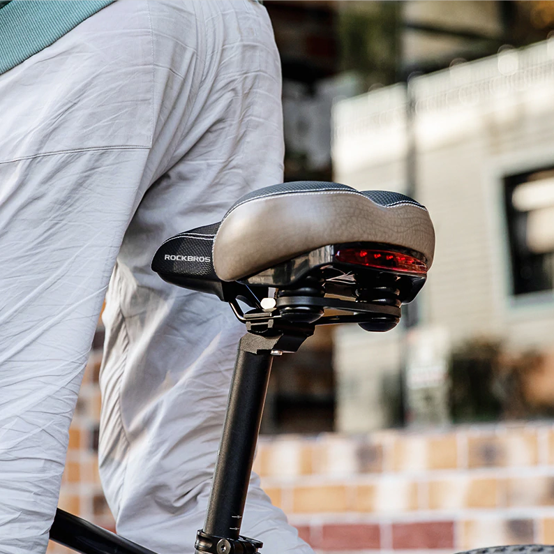 ROCKBROS Bicycle Saddle Seat Cushion with Taillight Breathable Softlou