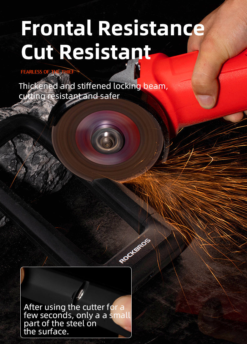 ROCKBROS Motorcycle Bicycle U-Lock Anti-Theft Thickened MTB Bike Lock Alloy Steel 3 Keys