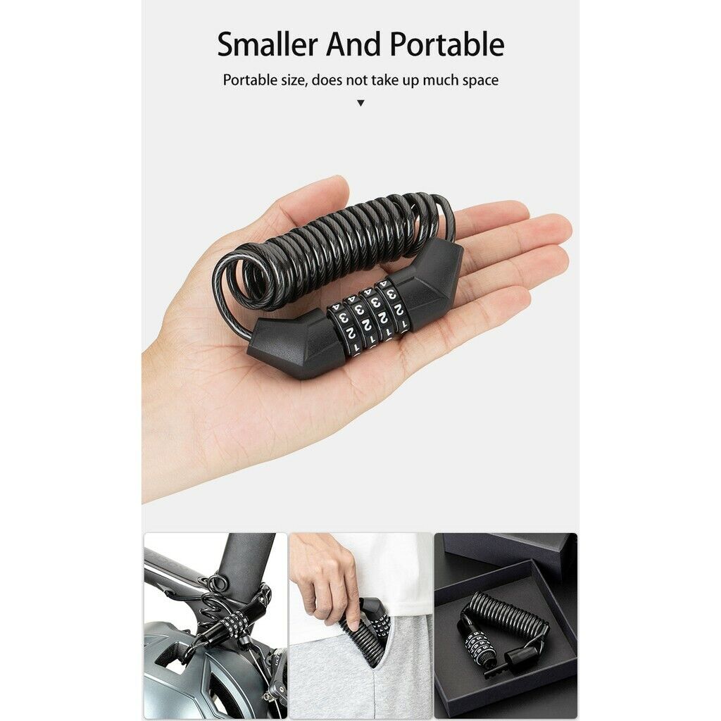 ROCKBROS 1.5m Mini Bicycle Cable Lock - Anti-theft, Password Security