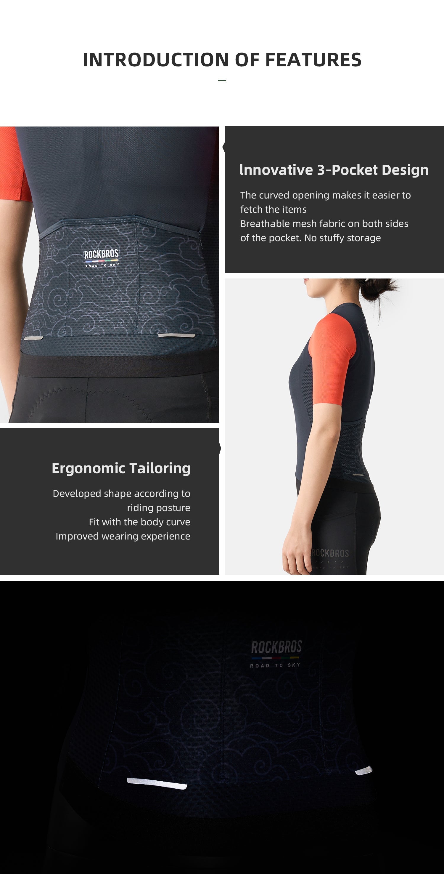 【ROAD TO SKY】by ROCKBROS Women's Short-Sleeve Cycling Jersey in Various Colours