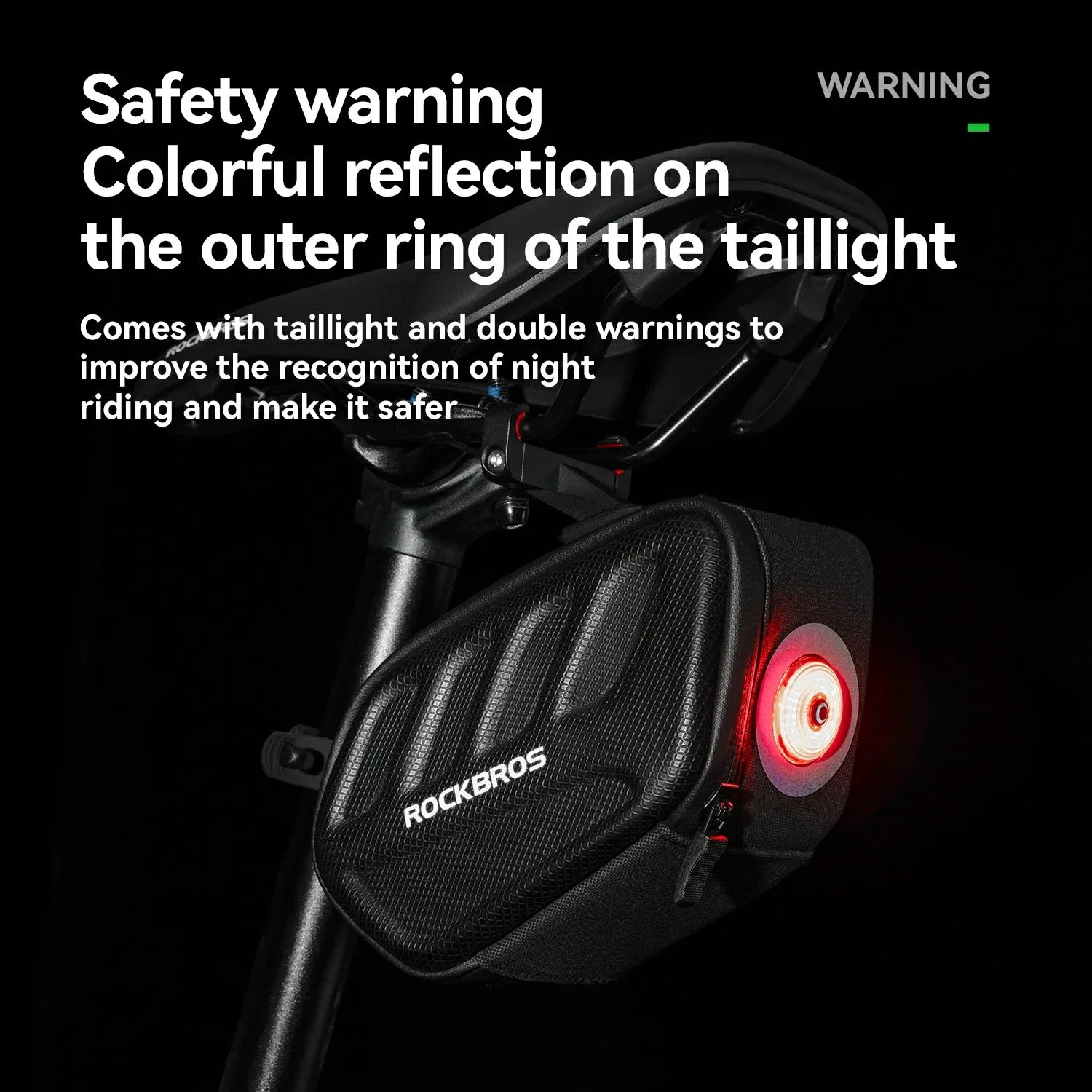 ROCKBROS 3D Shell Saddle Bike Seat Bag with Light Tail